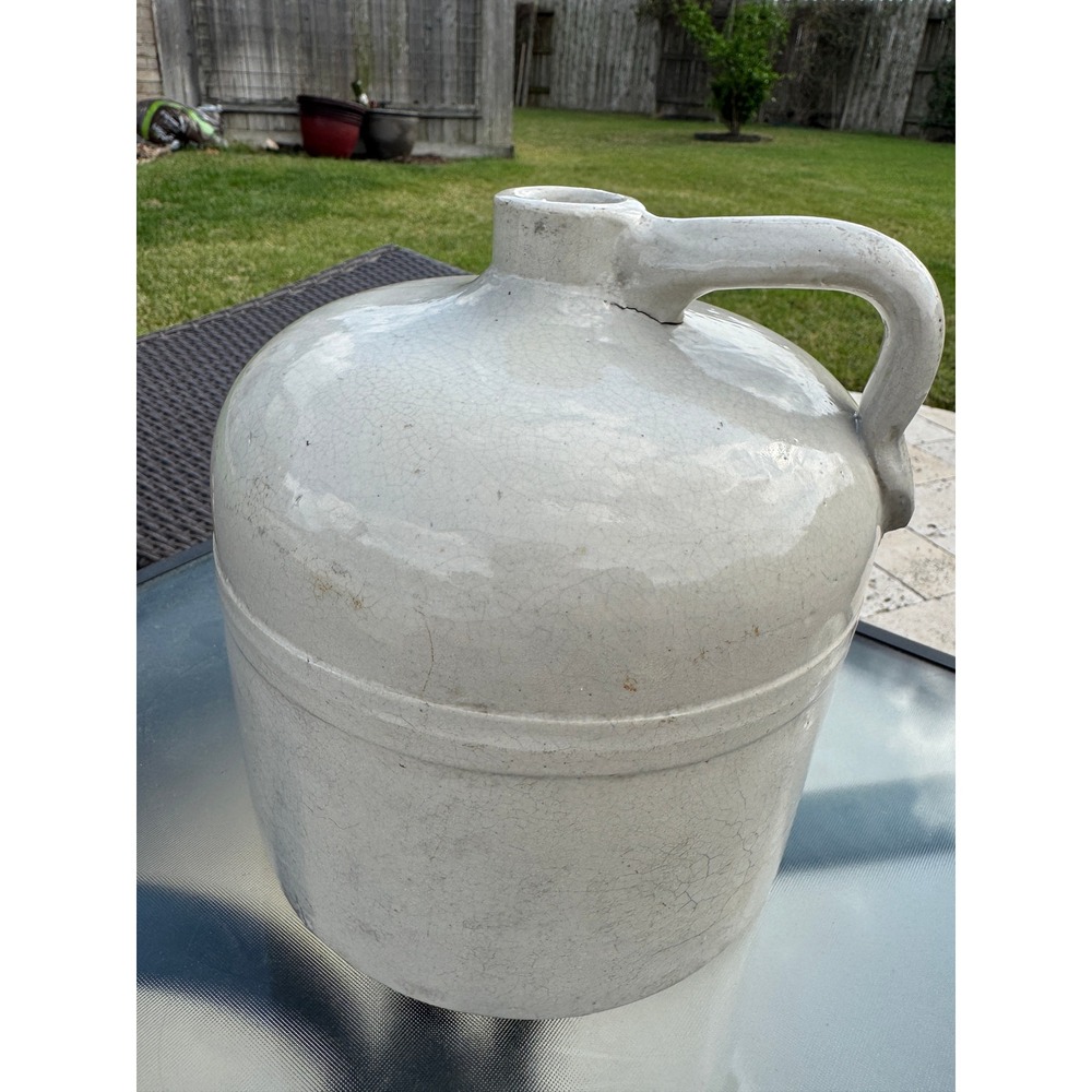 Antique Macomb Stoneware Co Illinois Salt Glaze Whiskey Jug Crock Cream 9in - Picture 1 of 11